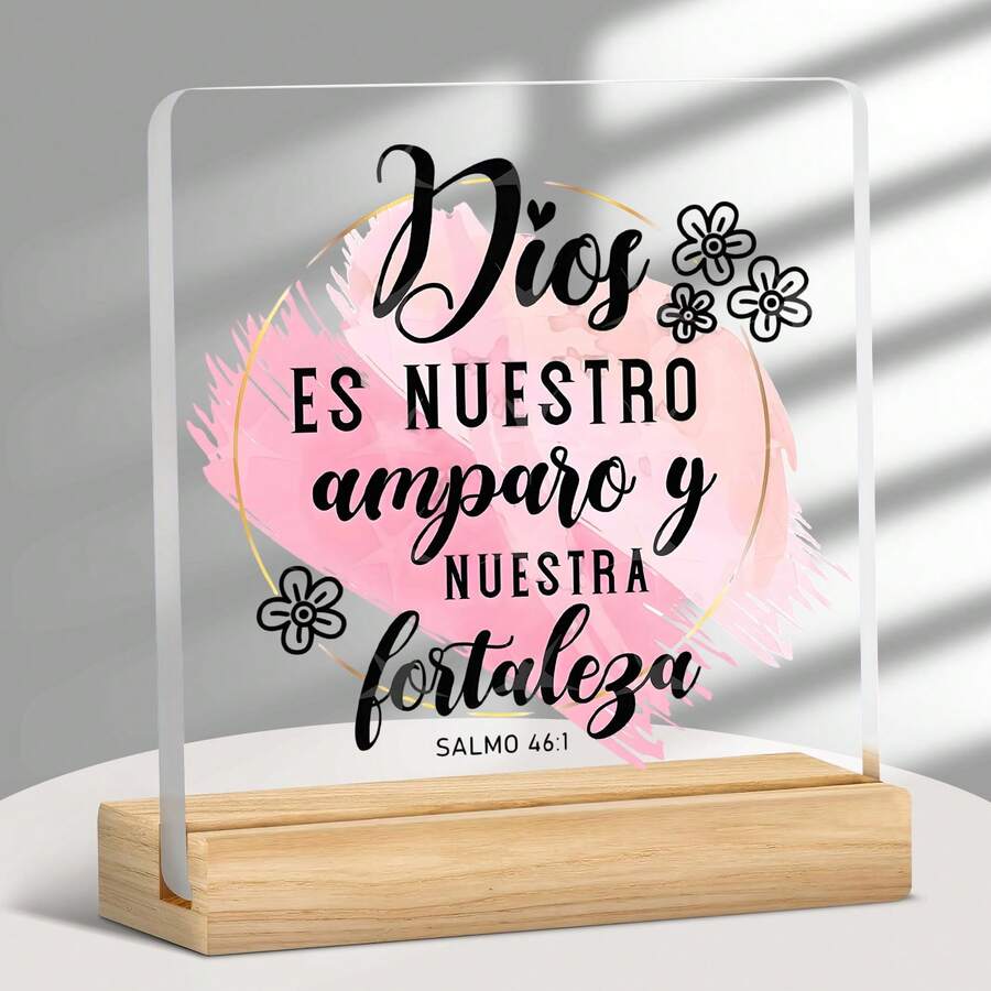 1 placă acrilică "Dumnezeu este refugiul nostru", cadou creștin, potrivită pentru camera de rugăciune sau birou, decor pentru casă cu versete biblice, cadou de Ziua Mamei/Tatălui, decor religios pentru birou, decorare cameră, Crăciun, decorațiune de Crăciun, decor dormitor, cadou de ziua de naștere