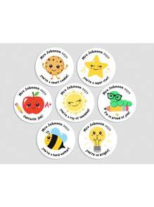 35/70pcs Personalized Teacher Reward Stickers, Custom Well Done Labels For Students, Great Job Teacher Stationery, Smart Cookie Super Star Bee Kids Product Size: 1.57x1.57 Inches,School Supplies,Back To School,School Supplies,Back To School,School Gift,For Office,For School,For Classroom,For Teacher Gifts,For University,For Colleague,For Dorm Rooms,For Teacher,For Boys And Girls,For Teenagers,Junior High School Students,Middle School Students,High School Senior High School Students,College Students,University Students,Freshman,Sophomore,Underclassmen