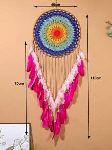 1pc Handmade Decorative Art Feather Dream Catcher - Ideal Wall Decor And Perfect Gift For Special Occasions, Children's Room, Party, Wedding, Handcrafted Concentric Feather Wall Hanging Decor Room Decor Bedroom Decor Home Decor