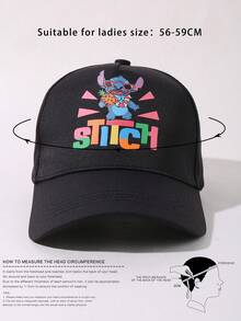 Disney 1pc Adjustable  Stitch Cartoon Printing Unisex Baseball Cap, Outdoor Sun Protection Casual Hat Suitable For Spring, Autumn, Travel, Beach, Y2K Style Youth Cap - Multicolor - View 6