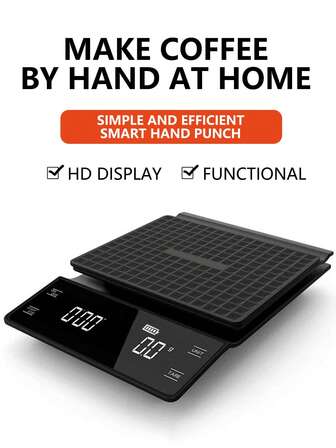  1pc LED Household Digital Timer Coffee Scale With Waterproof Pad, Kitchen Baking Scale, Vegetable And Fruit Scale, Unit Switching Touch Button, Tea Weighing, Kitchen Tool (Batteries Not Included)[New Year Kitchen Sale]