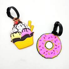 1/3 Pcs Bright Attractive Doughnut & French Fries Luggage Tags, PVC Soft Pendant Identifiers For Luggage, Backpacks, And SuitcasesSuitcase Tag Holiday Vacation For Travel For Honeymoon For College For School Bag For Flying For Cruise For Bags Portable Anti-Lost