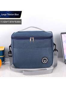 1pc Large Capacity Insulated Lunch Bag, Handheld With Shoulder Strap Thermal Lunch Box Bag, Thick Waterproof Bento Bag, Reusable Aluminum Foil Picnic Cooler Tote, Suitable For Teachers, Students, Office, Picnic, Hiking, Beach - Multicolor - View 12