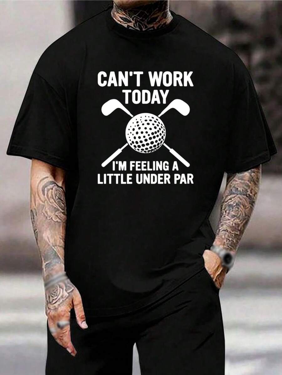 Camiseta de golf divertida - "No puedo trabajar hoy, me siento por debajo del par" - Idea de regalo para golfistas - Prenda de golf perfecta para hombres y mujeres - Camiseta de golf informal de manga corta - Negro - Ver 1