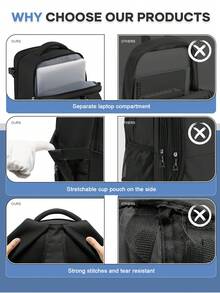 Travel Laptops Backpack For Men, Casual Work Bag Fit 14inch Notebook, Fashion Daypack, Waterproof Outdoor Sports Backpack, Airline Approved Backpack For Hiking, Business, Camping, Trip, Travel Essentials, Multi-Color Option, New And Old Versions Are Shipped Randomly Backpack For Travel Cabin Carry On Backpack, Airline Approved Travel Essentials - Multicolor - View 9