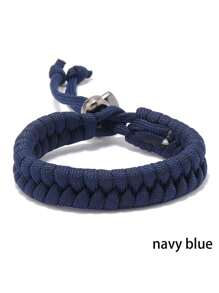 1pc Handmade Woven Paracord Bracelet, Camouflage Pattern, Fashionable Outdoor Wrist Band For Men & Women, Suitable For Daily Wear And Gift