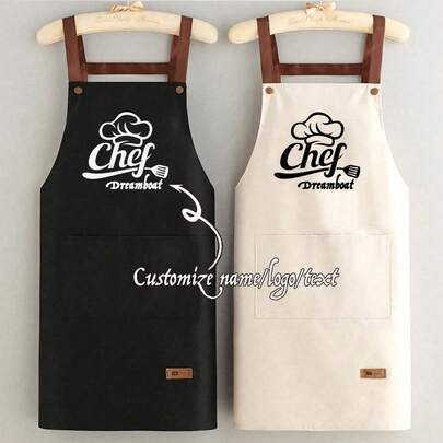1pc Customized Apron, Suitable For Dad, Father, Men, Women, Can Customize Text And Logo, Chef Cooking Kitchen Apron, Personalized Waterproof Kitchen Apron, Can Customize Logo And Name, Chef Cooking Apron, Perfect Gift For Mom, Husband, Girlfriend, Boyfriend, Father's Day, Valentine's Day, Mother's Day, Birthday, Anniversary, Graduation, Wedding, Express Love, Unique, Family Harmony.,Kitchen Accessories