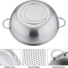 1 pieza Cesta de drenaje multiusos de acero inoxidable con asa, colador de cocina apilable para escurrir pasta, frutas y verduras, artículos de cocina para una eficiencia de cocina óptima con estilos acogedores de otoño e invierno - Plateado - Ver 10