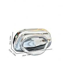 Dancing Engine 女士金色亚克力硬盒手拿包，配有可拆卸肩带、斜挎包和手提包，非常适合送礼、派对、正式活动 - 銀色 - 查看 3