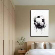 3pcs Modern Black And White Graffiti Football Wall Arts Canvas Posters, High-Definition Printing With Optional High-Quality Frame, Hanging Paintings For Living Room And Bedroom Home Decoration - Black and White - View 7