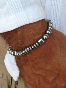 Bộ 1 dây chuyền và vòng tay mặt dây chuyền hình thánh giá đính hạt mờ cổ điển, dành cho nam giới - Món quà Ngày của Cha thời trang, phụ kiện hoàn hảo cho bố, con trai, chồng - Phù hợp cho cả dịp trang trọng và thường ngày. - Nhiều màu - Xem 3