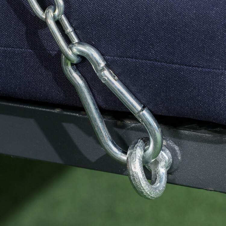 Outsunny 三人花園鞦韆，帶有可調節遮陽篷和 3 個靠墊，戶外鞦韆採用透氣特斯林面料和金屬座椅，承重能力高達 270 公斤，198x118x168 厘米，深藍色 - 藍色 - 查看 8