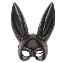 Masque de lapin noir et blanc, décoration de fête de Pâques, masque de lapin à longues oreilles, costume de lapin, cosplay