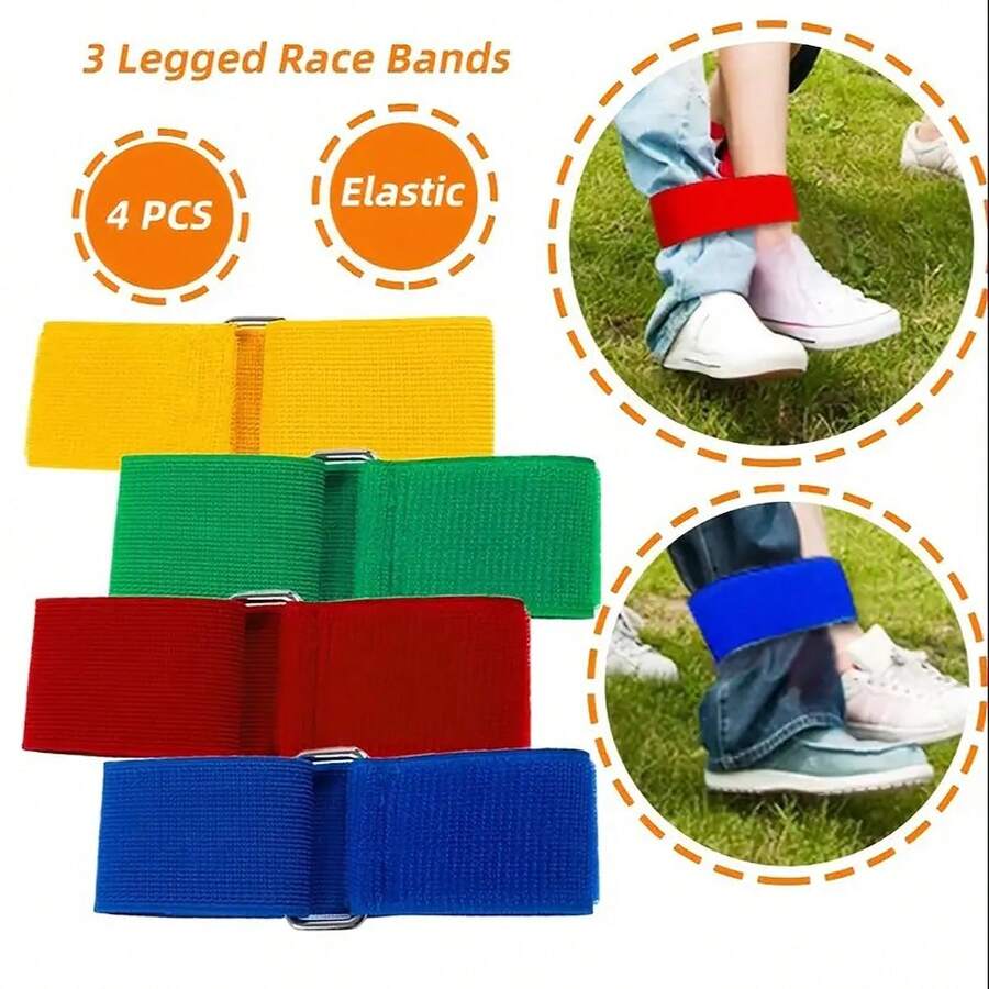 2/3/4/5/6pcs Adjustable Elastic Leg Bands - Durable Elastic Straps Suitable For Young People And Adults, Ideal For Outdoor Activities, Team Building Events, Family Sports Competitions, Equipped With Elastic Hooks, Perfect For Christmas And Easter.