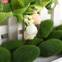 10pcs Artificial Moss Balls, Microfiber Faux Greenery Decorative Stones For Home Decor, Vase & Table Accents, Planter Embellishments, Wedding & Party Decor, No Container Included, Event Decor | Green Decorative Stones | Realistic Faux Moss