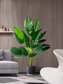 85cm-115cm Large Artificial Plants Bird Of Paradise Tree Tropical Fake Banana Leaves Big Size Plants Leaves Plastic Palm Plants Real Touch Tree Foliage For Home Garden Decoration Without Pot 1pc