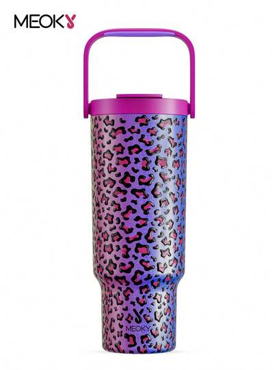 40oz Handled Vacuum Insulated Water Bottle, Stainless Steel Thermos Flask, Keeps Hot Or Cold For 34 Hours/10 Hours, Leak-Proof Lid And Straw, Portable Insulated Tumbler For Outdoor Camping, Hiking, Driving And Travel