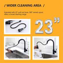 Hiqufet Kitchen Faucet With Pull Down Sprayer, Brushed Nickel High Arc Single Handle Kitchen Sink Faucet, Stainless Steel Modern Faucets, Llaves Para Fregaderos De Cocina - Matte Black - View 2