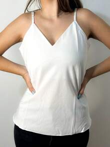 Women's Tank Top With Adjustable Straps Basic Crepe Strappy Top - trắng - Xem 4