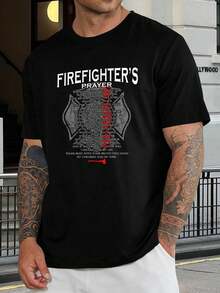 Camiseta de apoyo para bomberos - Honra a nuestros héroes - Regalo único para bomberos - Cómoda camiseta de manga corta con estilo - Negro - Ver 1