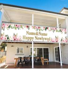 1pc Customizable Bride & Groom Wedding Name Backdrop, Romantic Floral Newlywed Joyful New Design For Photo Shoot, Party, Outdoor Banner