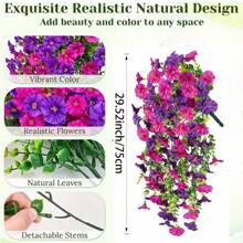 1/2 peças Trepadeira Artificial de Glória-da-Manhã Resistente a UV - Plantas de Flores Pendentes Realistas Rosa e Roxas para Jardim, Casa, Casamentos, Escritórios e Decorações para Feriados, Decorações de Jardim, Plantas Pendentes Varanda Frontal e Terraço