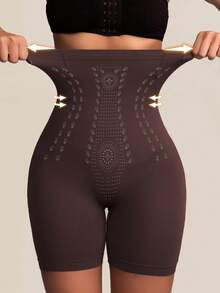 1件装高腰收腹塑身内裤束腰提臀短裤瘦身裤女士平腹提臀提臀内裤塑形裤 - 棕色 - 查看 8