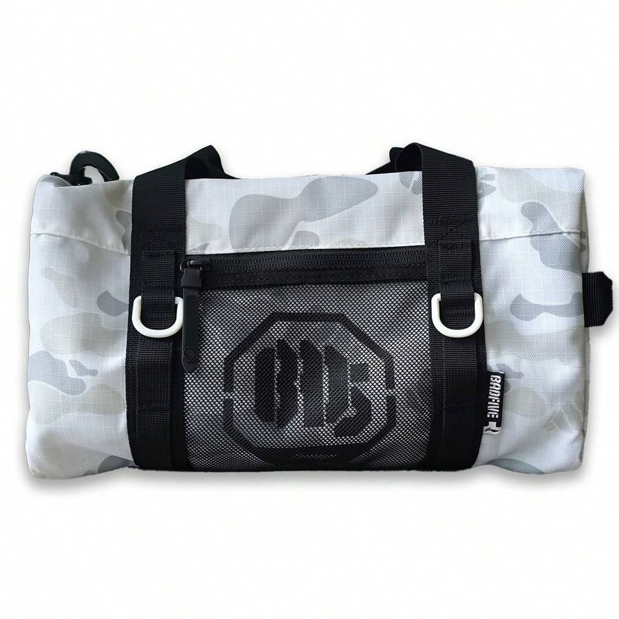 Li-Ning BADFIVE Reflective Unisex Crossbody Bag – 2025 Water-Resistant Sporty Sling PackABDV081 - White and Grey Camouflage Full Print - View 1