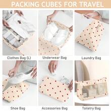 8-Piece Packing Cubes,Travel Clothes Storage Bags,Luggage Packing Organizers, Foldable, With Zipper, Shoe Tidy Pouch , For Suitcases, Back To School, Travel, Vacation Essentials, Travel Accessories,Pack Your Luggage With Ease - 米底草莓 - 查看 4