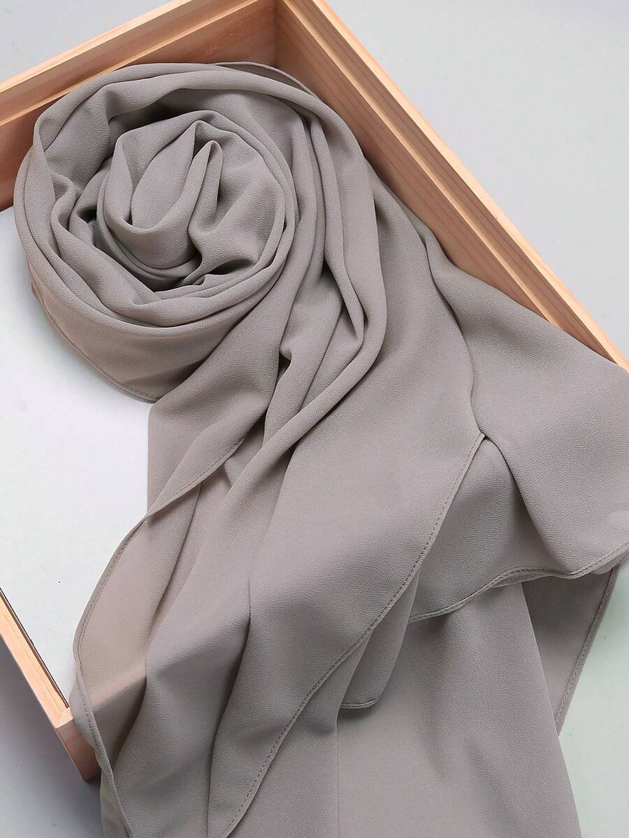 1pc Casual Versatile Solid Color Chiffon Scarf For Dress - Light Grey - View 1