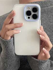 Carcasă de telefon cu design solid și lucios, culoare bloc, compatibilă cu 16, 15, 14, 13 Pro Max, cu efect de dopamină, dublă, rezistentă la șocuri - Alb și albastru - Vizualizare 2