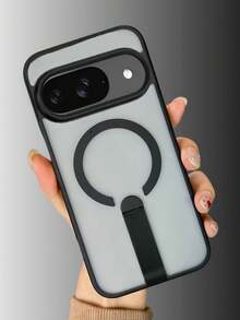 1 pieza Funda magnética para teléfono, compatible con Pixel 9A/9/9 Pro/Pixel 9 Pro XL/10/10 Pro/10 Pro XL, placa trasera semi-transparente, a prueba de golpes, resistente al agua, anti-caídas, anti-arañazos - negro - Ver 1