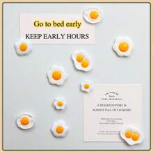 Realistic Kitchen Fridge Magnets Fake Fried Egg Decor, Black & White Version For Photo Wall, Home Kitchen Office Whiteboard Cabinet Decoration, Gifts For Friends & Family, Valentine's Day