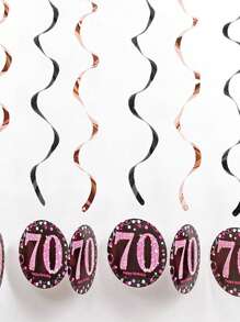 6pcs/1set Black Rose Gold PVC Spiral Hanging Ornaments For 18th/21th/30th/40th/50th/60th/70th Birthday Decorations Party Background Decoration Supplies