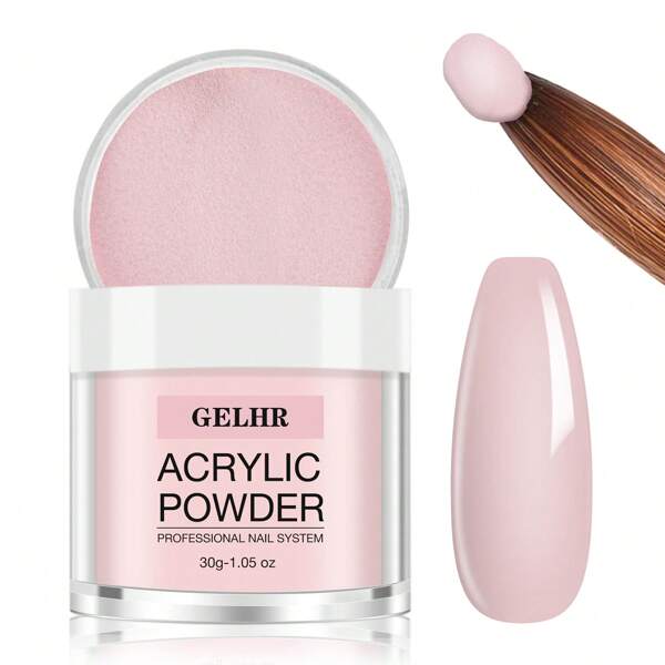 GELHR Pink Acrylic Powder - 30g Professional Colored Acrylic Nail Powder For Acrylic Nails Extension, 3D Nail Art Acrylic Polymer Powder