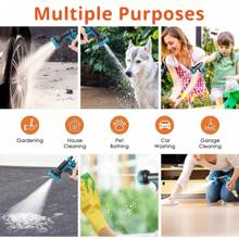 25/50/75/100FT Expandable Garden Hose Kit With 10-Function High-Pressure Spray Nozzle,  3/4" Solid Brass Leakproof Fittings, All-Season Outdoor Hose For Cleaning, Gardening & Forestry, Forestry Applications, Vibrant Patterned Hose, Brass Connectors, Green/Blue Color