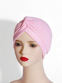 1件装女士纯色弹力扭结软帽，新款帽子，时尚百搭欧美头巾，弹力瑜伽头巾，头巾帽，中东风情睡帽 - 彩色 - 查看 25