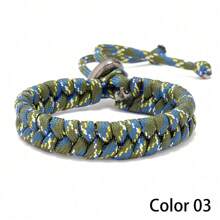1pc Handmade Woven Paracord Bracelet, Camouflage Pattern, Fashionable Outdoor Wrist Band For Men & Women, Suitable For Daily Wear And Gift