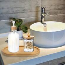 1/2 Pieces Clear Soap Dispenser, Bathroom Hand Soap And Lotion Dispenser Set With Bamboo Pump, 16 Ounces Plastic Hand Soap And Dish Soap Dispenser Set For Kitchen, Refillable Liquid Soap Bottle, Countertop Lotion Bottle, Bathroom Hand Soap Dispenser, (For Shampoo, Shower Gel, Conditioner), Bathroom Accessories Back To School