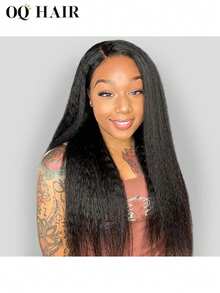 OQ Peluca sin pegamento Wear Go, predecolorada, con pequeños nudos, rizada, recta, 6x4, con cierre de encaje HD, densidad del 180 %, de 28 a 30 pulgadas, precortada y prearrancada, elegantes pelucas de cabello humano sin procesar, color natural, elegante, de aspecto natural, elegante para principiantes - SNatural - Ver 3