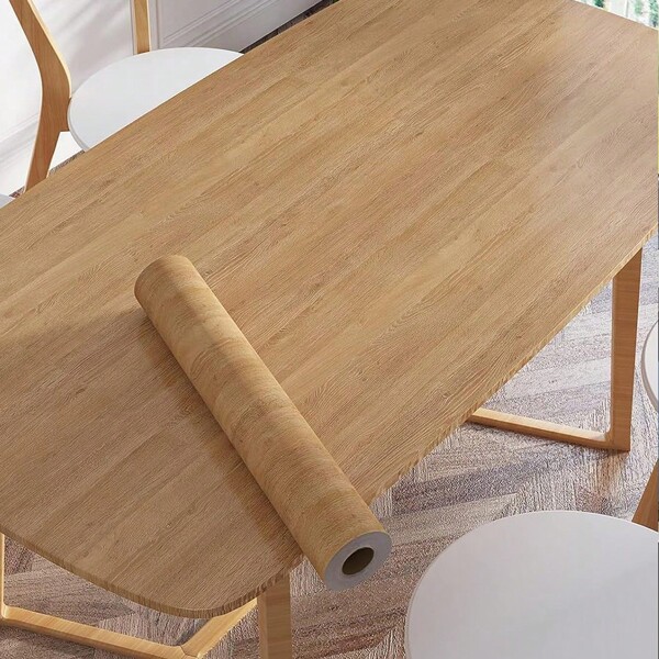 Waterproof And Removable PVC Wood Grain Wallpaper With Wooden Yellow Oak Texture, Dirt-Resistant And Wear-Resistant, Suitable For Kitchen, Walls, Cabinets, Tables, Doors Decoration And Renovation