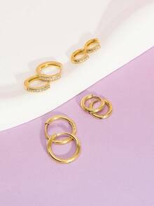 DareSee 4对精致CZ镀金耳环，14K镀金不锈钢轻巧小耳环，适合耳骨、耳廓、耳屏穿孔，是送给她的音乐节、Y2K节、返校季、秋季、圣诞节、冬季圣诞礼物的理想之选。