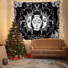 1 pezzo Arazzo bohémien con disegni del sole e della luna nel cielo, decorazioni per la casa misteriose, decorazione d'interni moderna e unica per camere da letto, soggiorni o dormitori