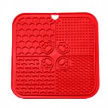 1 pièce Tapis d'alimentation lente pour animaux de compagnie à 4 compartiments, 11 couleurs, avec grattoir et outils de répartition, en silicone, ventouse, peut être fixé au mur, convient aux chats et aux chiens