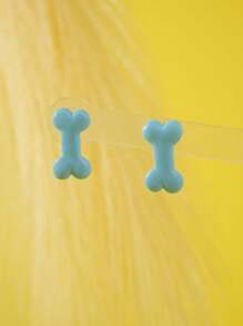 2 pares/set de aretes de arcilla suave con diseño de huesos y peces de colores tipo macarrón, accesorios para fiestas de playa y vacaciones