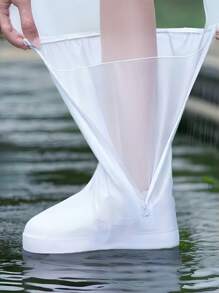 Tall Lace-Up Adjustable Waterproof Rain Shoe Covers, Foldable Anti-Sand Anti-Slip Thick Durable Overshoes For Outdoor Rainy Days