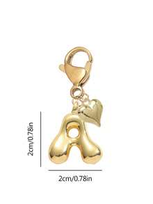 Bubble Letter Cute Necklace Pendant, Bag Charm - Lucky Crystal Pendant With Golden Heart Pendant, Letter A-Z, Shiny Alloy Bag Backpack Keychain - Perfect Gift For Birthday And Special Occasions, Keychain Bag Backpack Car Charm, Gift For Women And Girls, Wallet And Handbag Accessories. Small Gift For Women On Birthday, Valentine's Day, Mother's Day. - Gold - View 9
