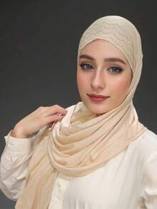 1 Piece Women's Hot Diamond Plain Jersey Hijab Shawl Soft Headscarf Arabic Casual Long Scarf Conservative Solid Color Headscarf Suitable For Daily Use For Dress - A - View 20