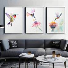3pcs Hummingbird, Flower, Wooden Frame Canvas Print Decorative Painting, Bird Poster, Light Color Series Decorative Painting, Form Decorative Painting, Interior Home Wall Decoration Art Painting Hanging Picture Mural, Interior Home Wall Decoration Art, Art Wall Decor Art For Bedroom Living Room Home Decoration Framed/Unframed - Multicolor - View 8