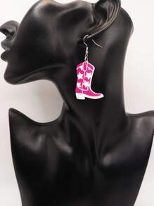 1 Pair Acrylic Bohemian Cowgirl Cow Print Fashionable Personalized Earrings For Women, Suitable For Daily Wear